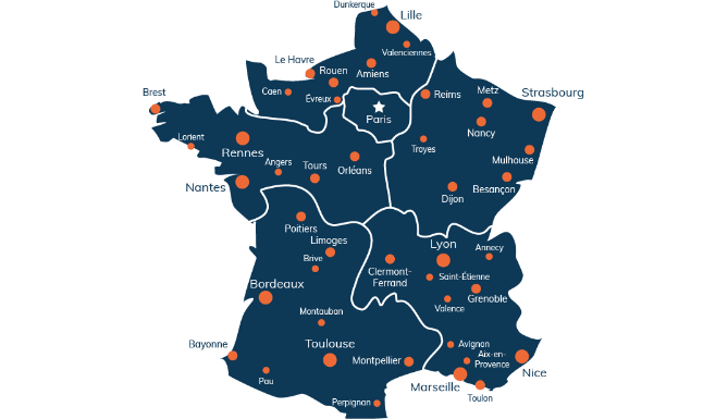 Carte des zones d’intervention APA Solution partout en France